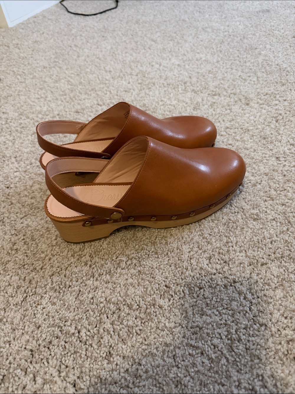 J. Crew Leather Slingback Clog in Cognac Brown